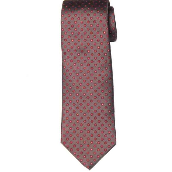 Vintage Givenchy Monsieur Italian Silk Tie Brown Red White Floral Men's - Picture 1 of 2